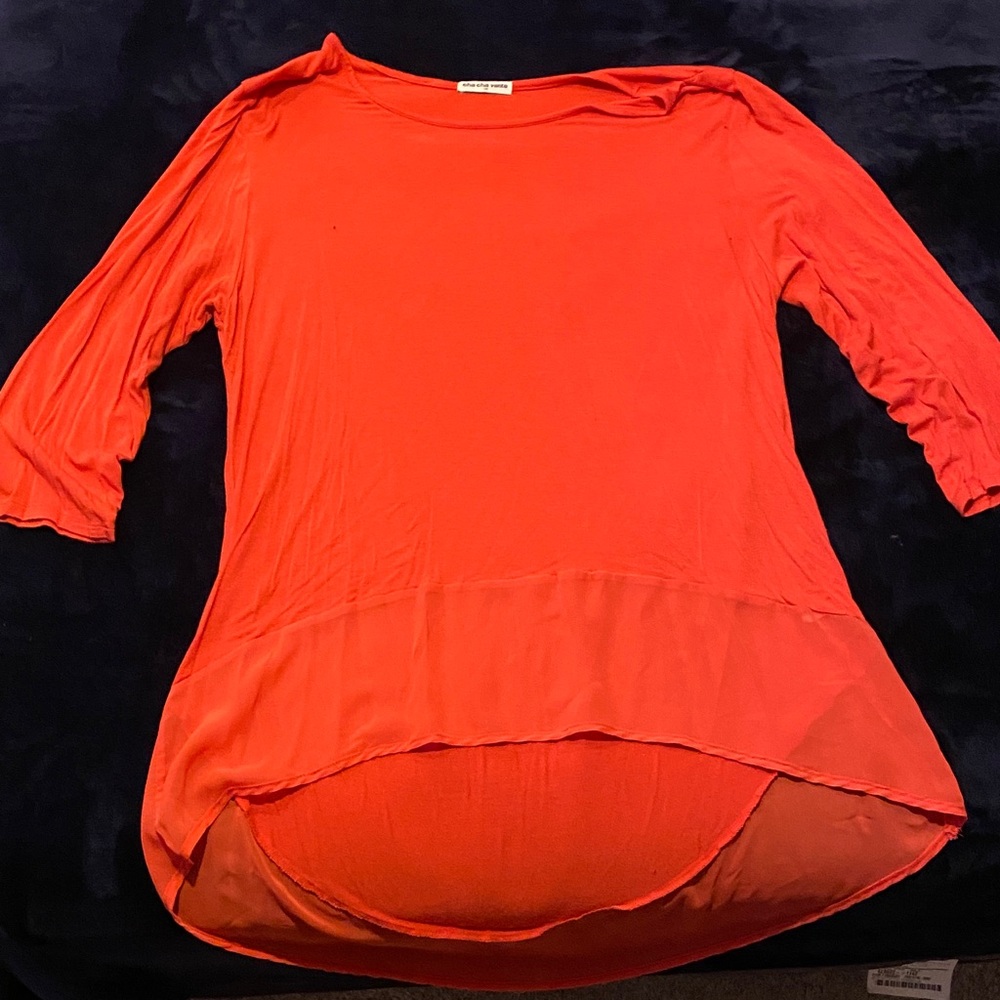 Cha Cha Vente Vibrant Orange Tunic Top